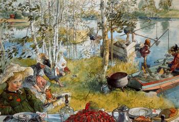 Carl Larsson : The Fishing of the crabs